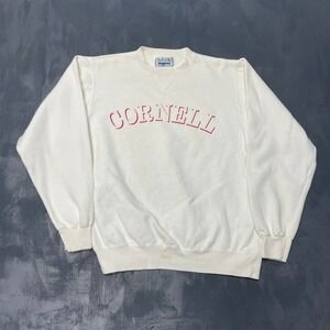 Vintage Cornell University Sweatshirt L White 90s Gear For Sports